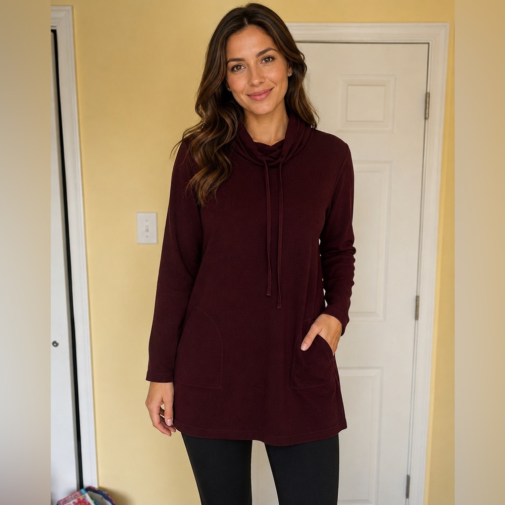 Max Studio Burgundy Mini Dress with Hood